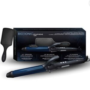 BIO IONIC GRAPHENE 1.25" Long Barrel Curling Iron + Paddle BRAND NEW IN BOX